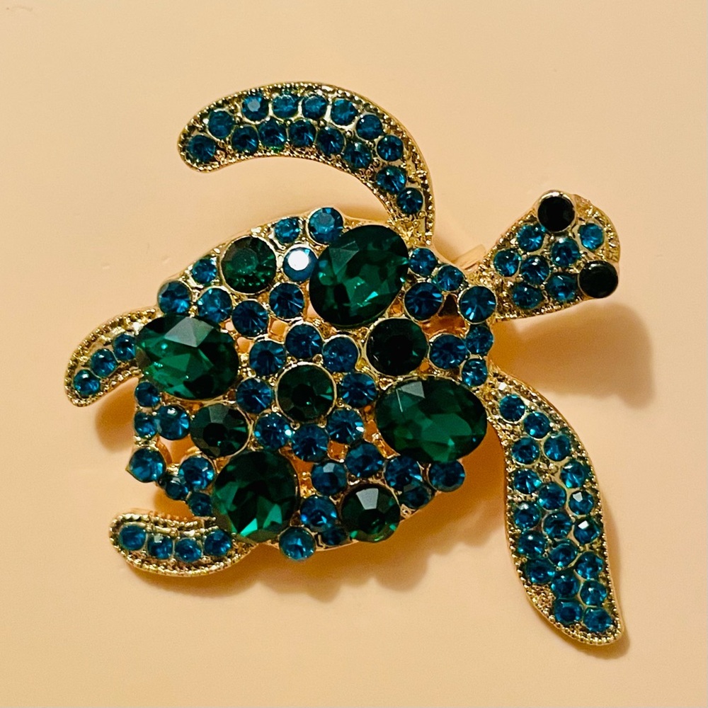 💜 Sea Turtle Crystal Pin Brooch NEW